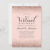 Roze Rose Gold Glitter Sparkle Virtual Birthday Kaart (Voorkant)