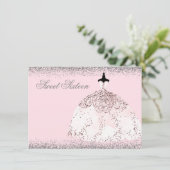 Roze Rose Gold Glitter Sweet 16 Invite Kaart (Staand voorkant)