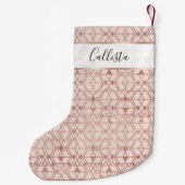 Roze Rose Gold Glitter Triangle Geometrisch Kleine Kerstsok (Achterkant)