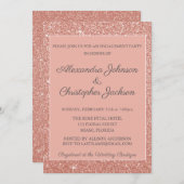 Roze Rose Gold Glitter Verlovingsfeest Kaart (Voorkant / Achterkant)