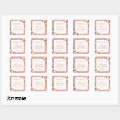 Roze Rose Gold Glitters Floral Vrijgezellenfeest F Vierkante Sticker (Vel)