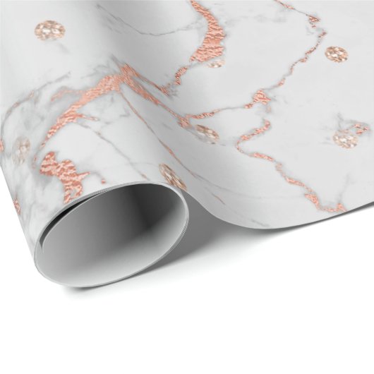 Roze Rose Gold Grey Marble Crystals Swarovski Cadeaupapier (Rol Hoek)