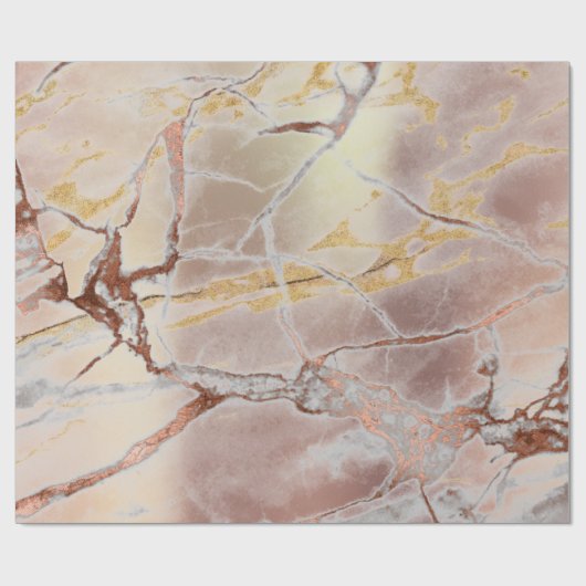 Roze Rose Gold Grungy Copper Marble Stone Brushes Cadeaupapier (Vlak)