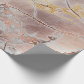 Roze Rose Gold Grungy Copper Marble Stone Brushes Cadeaupapier (Hoek)