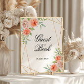 Roze Rose & Gold Guest Book Shower Sing Poster