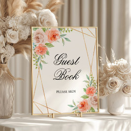Roze Rose & Gold Guest Book Shower Sing Poster