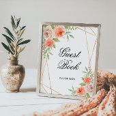Roze Rose & Gold Guest Book Shower Sing Poster