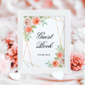 Roze Rose & Gold Guest Book Shower Sing Poster