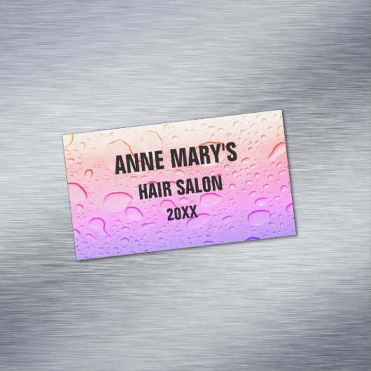 Roze Rose Gold Hair Salon Girly Water Druppels Omb Magnetisch Visitekaartje (Voorbeeld)