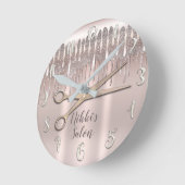 Roze Rose Gold Hair Stylist Diamond Glitter Drip Ronde Klok (Hoek)