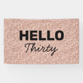 Roze Rose Gold Hallo 30-jarige verjaardag Spandoek (Horizontaal)