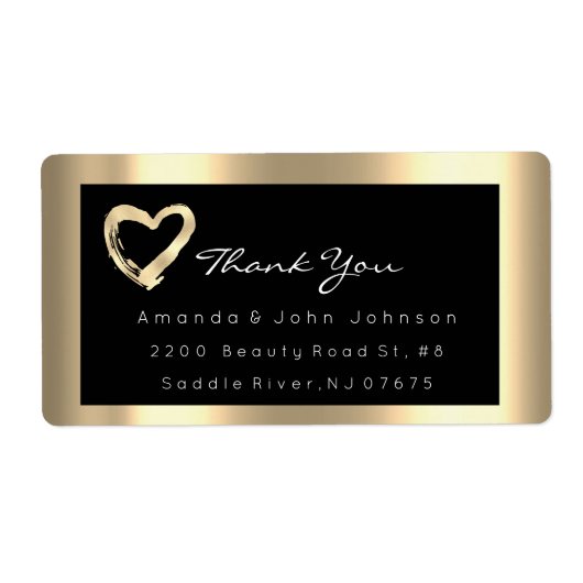 Roze Rose Gold Heart Blush Black RSVP omlijst Etiket (Voorkant)