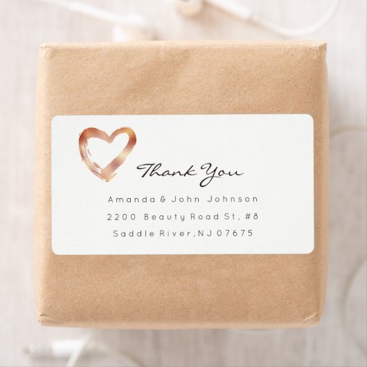 Roze Rose Gold Heart Blush White Custom Hartelijk  Etiket (Insitu)