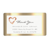Roze Rose Gold Heart Blush White RSVP Gefeliciteer Etiket (Voorkant)
