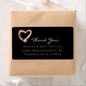 Roze Rose Gold Heart Brush Stroke Bedankt Etiket (Insitu)