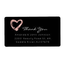 Roze Rose Gold Heart Brush Stroke Bedankt