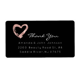 Roze Rose Gold Heart Brush Stroke Bedankt Etiket