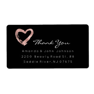 Roze Rose Gold Heart Brush Stroke Bedankt Etiket