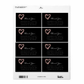 Roze Rose Gold Heart Brush Stroke Bedankt Etiket (Full Sheet)