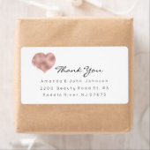 Roze Rose Gold Heart Brush Stroke Bedankt Etiket (Insitu)