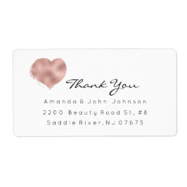Roze Rose Gold Heart Brush Stroke Bedankt Etiket