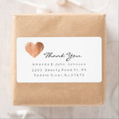 Roze Rose Gold Heart Brush Stroke Bedankt Etiket (Insitu)