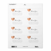 Roze Rose Gold Heart Brush Stroke Bedankt Etiket (Full Sheet)