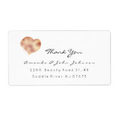 Roze Rose Gold Heart Brush Stroke Bedankt Etiket (Voorkant)