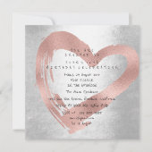 Roze Rose Gold Heart Silver Birthday Party Kaart (Voorkant)