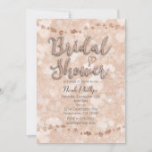 Roze Rose Gold Hearts Bruids Douche Uitnodigingen (Voorkant)