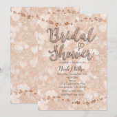 Roze Rose Gold Hearts Bruids Douche Uitnodigingen (Voorkant / Achterkant)