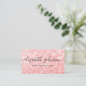 Roze Rose Gold Holographic Glitter Elegant Script Visitekaartje (Staand voorkant)