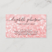 Roze Rose Gold Holographic Glitter Elegant Script Visitekaartje (Achterkant)