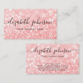 Roze Rose Gold Holographic Glitter Elegant Script Visitekaartje (Voorkant / Achterkant)