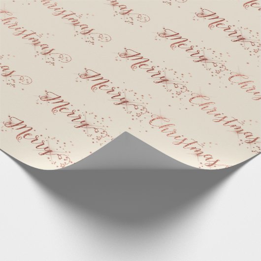 Roze Rose Gold Ivory Creamy Merry-kerstscript Cadeaupapier (Hoek)