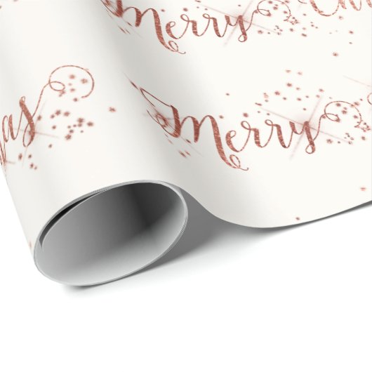 Roze Rose Gold Ivory White, prettig kerstscript Cadeaupapier (Rol Hoek)