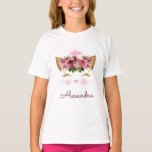 Roze Rose Gold Kat Monogram Birthday T-shirt<br><div class="desc">Blush Pink Princess Kitten of Cat Birthday Party Faux Sparkle and Glitter Roos Gold Blush Pink en Bourgogdy Birthday jurk is perfect voor een Roos Gold of Blush Pink Birthday Party. Dit Kat van de Birthday Party van Monogram Blush Pink Princess is perfect voor een roze bruine Birthday Party.</div>