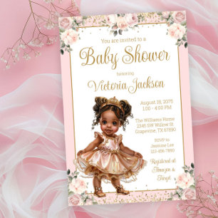Roze Rose Gold Kleine Prinses Baby shower Kaart