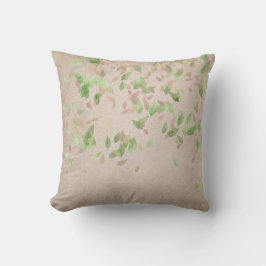 Roze Rose Gold Leafs Mint Green Ivory Linen Kussen