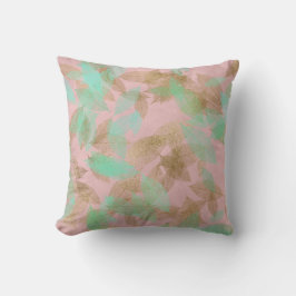 Roze Rose Gold Leafs Mint Green Pastel Kussen