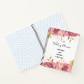 Roze Rose Gold Leaves Elegant Wedding Plans Notitieboek (Binnen)