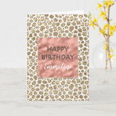 Roze Rose Gold Leopard Print Glitter Kaart (Gele Bloem)