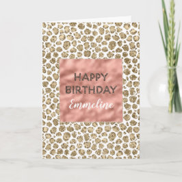 Roze Rose Gold Leopard Print Glitter Kaart