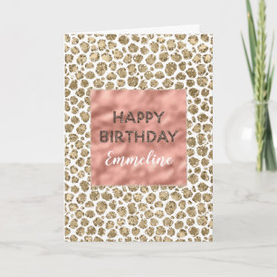 Roze Rose Gold Leopard Print Glitter Kaart