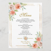 Roze Rose & Gold Lijst Baby shower Menu (Voorkant)