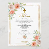 Roze Rose & Gold Lijst Baptisme Menu (Voorkant)