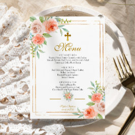 Roze Rose & Gold Lijst Baptisme Menu