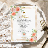 Roze Rose & Gold Lijst Baptisme Menu