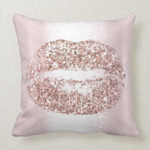 Roze Rose Gold Lips Glitter Pink Makeup Kiss Kussen