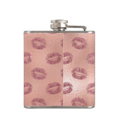 Roze Rose Gold Lipstick Kust Monogram Verjaardag Heupfles (Achterkant)